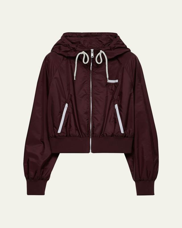 Hooded Drawstring Zip-Up Jacket